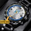 Montre en acier USL Dunkerque avec nom personnalisé
