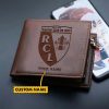 Portefeuille en cuir marron RC Lens avec nom personnalisé