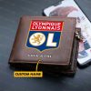 Portefeuille en cuir marron spéciale Olympique Lyonnais avec nom personnalisé