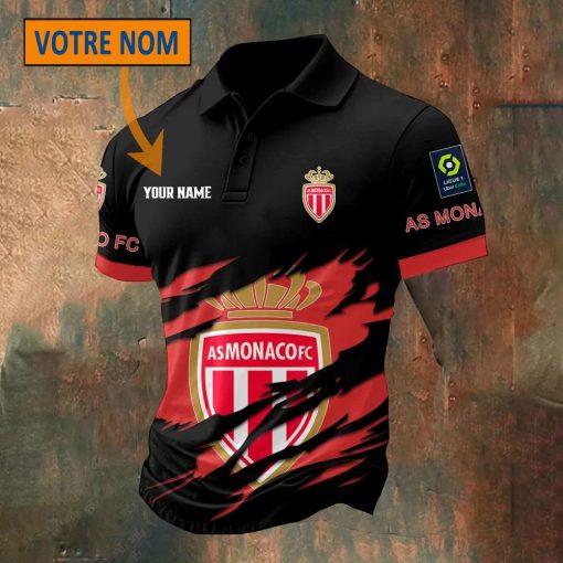 AS Monaco – Chemise polo Nouveau Style Avec Nom Personnalisé
