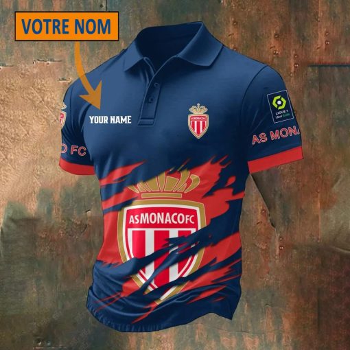 AS Monaco – Chemise polo Nouveau Style Avec Nom Personnalisé