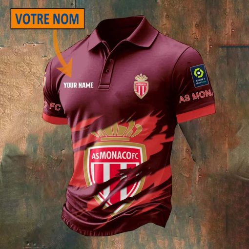 AS Monaco – Chemise polo Nouveau Style Avec Nom Personnalisé
