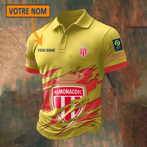 AS Monaco – Chemise polo Nouveau Style Avec Nom Personnalisé
