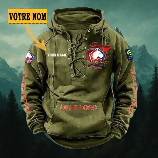 LOSC Lille – Hoodie à lacets Nouveau style avec nom personnalisé