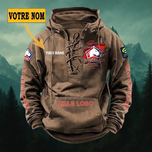 LOSC Lille – Hoodie à lacets Nouveau style avec nom personnalisé