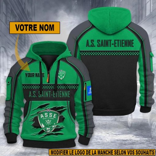 AS Saint-Étienne – Hoodie dynamique Nouvelle édition avec nom personnalisé