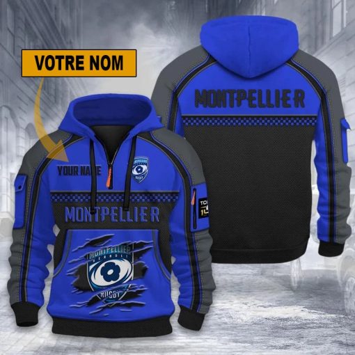 Montpellier Hérault Rugby – Hoodie dynamique Nouvelle édition avec nom personnalisé