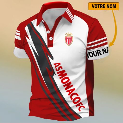 AS Monaco – Chemise polo Nouveau Design Avec Nom Personnalisé