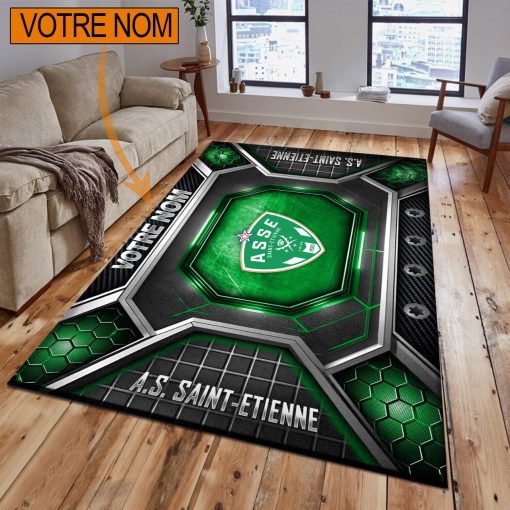 AS Saint-Étienne – Tapis de sol Nouveau Design avec nom personnalisé