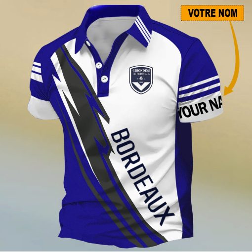 FC Girondins de Bordeaux – Chemise polo Nouveau Design Avec Nom Personnalisé