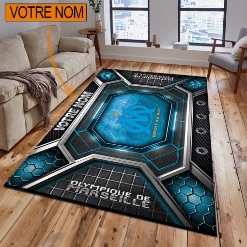 Olympique de Marseille – Tapis de sol Nouveau Design avec nom personnalisé