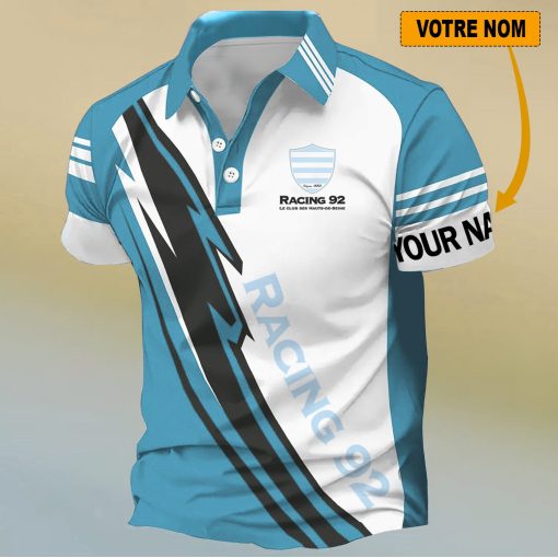 Racing 92 – Chemise polo Nouveau Design Avec Nom Personnalisé