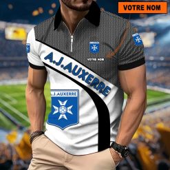 AJ Auxerre – Polo à fermeture éclair Nouveau Design Avec Nom Personnalisé