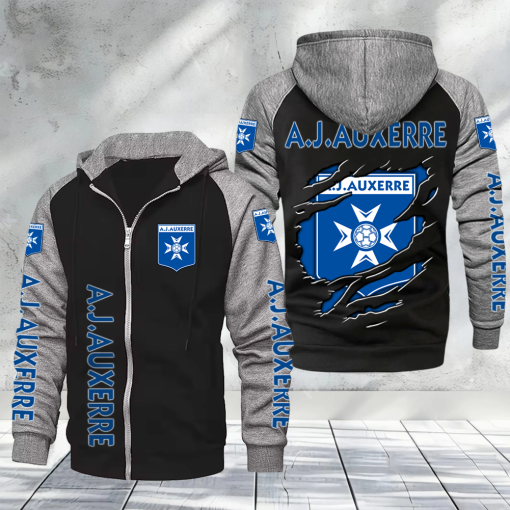 AJ Auxerre – Hoodie zippé raglan Nouveau Design Nouvelle édition AJ Auxerre – Hoodie zippé raglan Nouveau Design Nouvelle édition