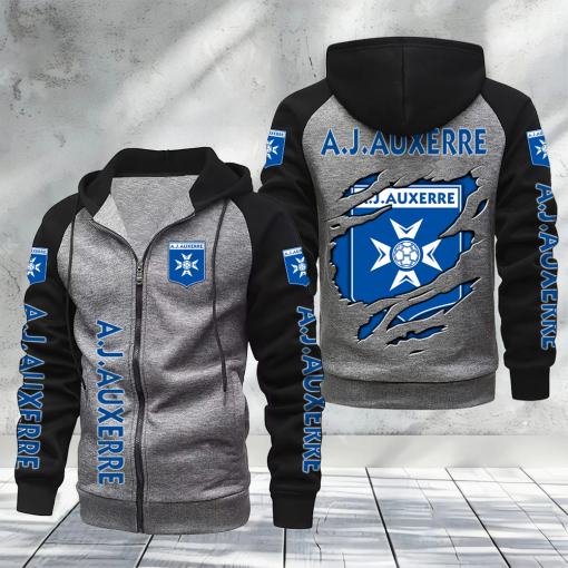 AJ Auxerre – Hoodie zippé raglan Nouveau Design Nouvelle édition AJ Auxerre – Hoodie zippé raglan Nouveau Design Nouvelle édition