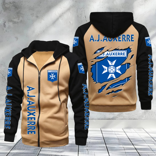 AJ Auxerre – Hoodie zippé raglan Nouveau Design Nouvelle édition AJ Auxerre – Hoodie zippé raglan Nouveau Design Nouvelle édition