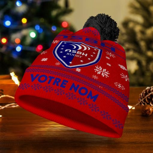 AS Béziers Hérault – Bonnet de Noël Nouvelle Version avec nom personnalisé AS Béziers Hérault – Bonnet de Noël Nouvelle Version avec nom personnalisé