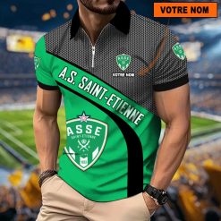 AS Saint-Étienne – Polo à fermeture éclair Nouveau Design Avec Nom Personnalisé