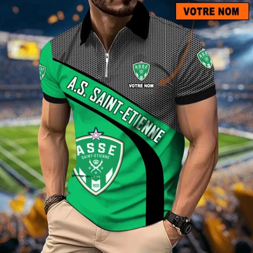 AS Saint-Étienne – Polo à fermeture éclair Nouveau Design Avec Nom Personnalisé