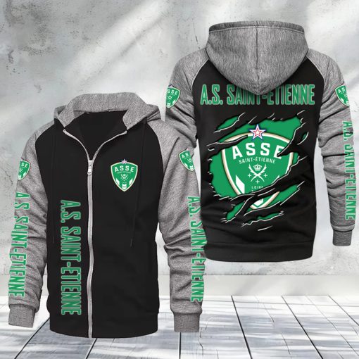 AS Saint-Étienne – Hoodie zippé raglan Nouveau Design Nouvelle édition AS Saint-Étienne – Hoodie zippé raglan Nouveau Design Nouvelle édition