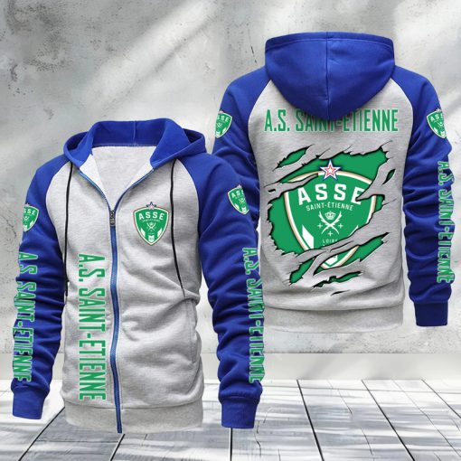 AS Saint-Étienne – Hoodie zippé raglan Nouveau Design Nouvelle édition AS Saint-Étienne – Hoodie zippé raglan Nouveau Design Nouvelle édition