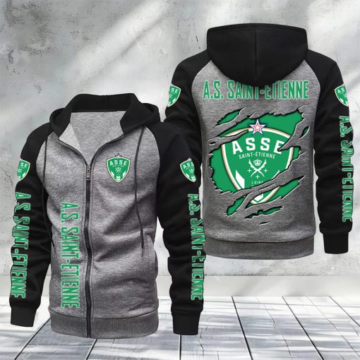 AS Saint-Étienne – Hoodie zippé raglan Nouveau Design Nouvelle édition