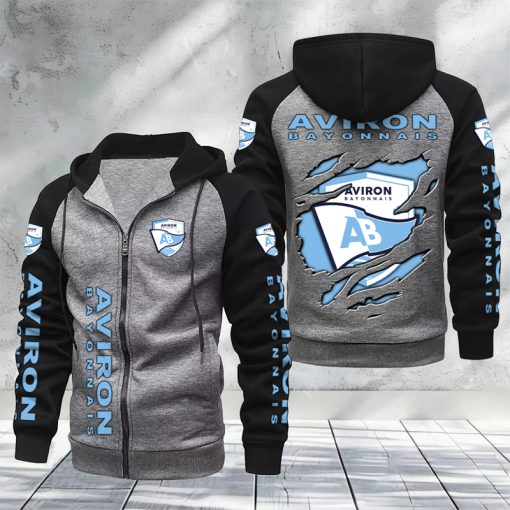Aviron Bayonnais – Hoodie zippé raglan Nouveau Design Nouvelle édition