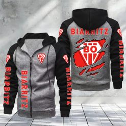 Biarritz Olympique PB – Hoodie zippé raglan Nouveau Design Nouvelle édition