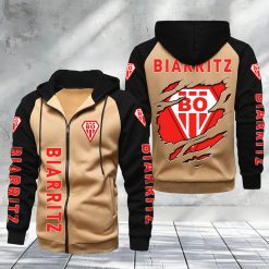 Biarritz Olympique PB – Hoodie zippé raglan Nouveau Design Nouvelle édition
