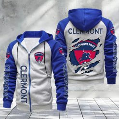 Clermont Foot 63 – Hoodie zippé raglan Nouveau Design Nouvelle édition