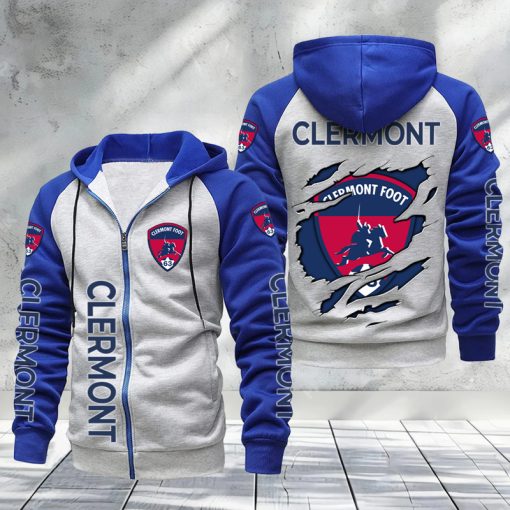 Clermont Foot 63 – Hoodie zippé raglan Nouveau Design Nouvelle édition