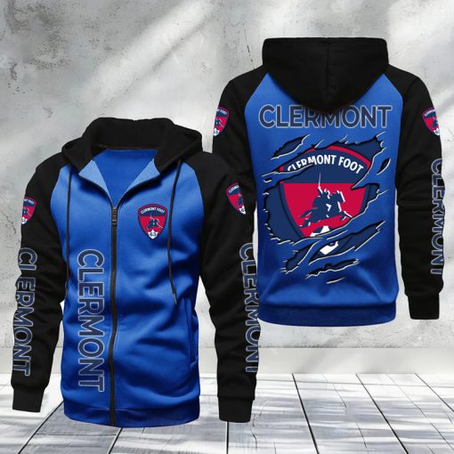 Clermont Foot 63 – Hoodie zippé raglan Nouveau Design Nouvelle édition Clermont Foot 63 – Hoodie zippé raglan Nouveau Design Nouvelle édition