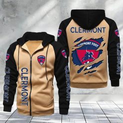 Clermont Foot 63 – Hoodie zippé raglan Nouveau Design Nouvelle édition