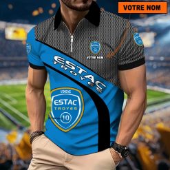ESTAC Troyes – Polo à fermeture éclair Nouveau Design Avec Nom Personnalisé