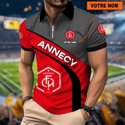 FC Annecy – Polo à fermeture éclair Nouveau Design Avec Nom Personnalisé