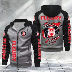 FC Fleury 91 – Hoodie zippé raglan Nouveau Design Nouvelle édition