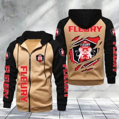 FC Fleury 91 – Hoodie zippé raglan Nouveau Design Nouvelle édition