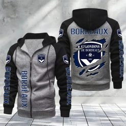 FC Girondins de Bordeaux – Hoodie zippé raglan Nouveau Design Nouvelle édition