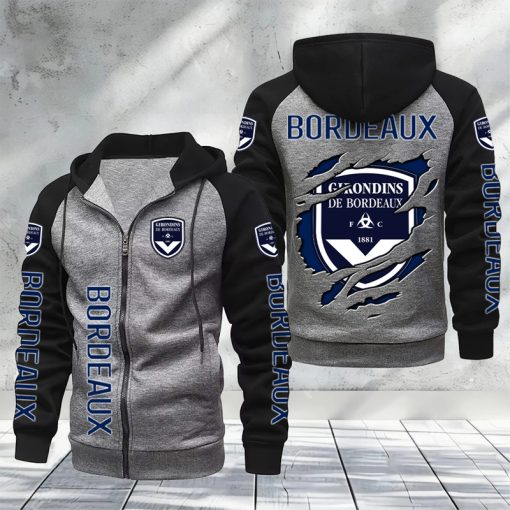 FC Girondins de Bordeaux – Hoodie zippé raglan Nouveau Design Nouvelle édition