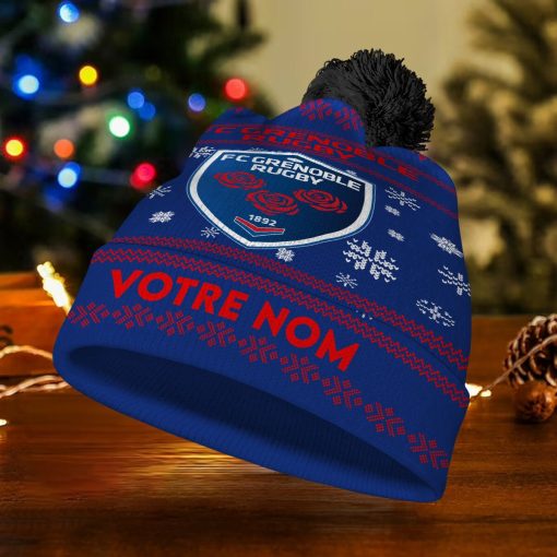 FC Grenoble Rugby – Bonnet de Noël Nouvelle Version avec nom personnalisé FC Grenoble Rugby – Bonnet de Noël Nouvelle Version avec nom personnalisé