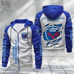 FC Grenoble Rugby – Hoodie zippé raglan Nouveau Design Nouvelle édition