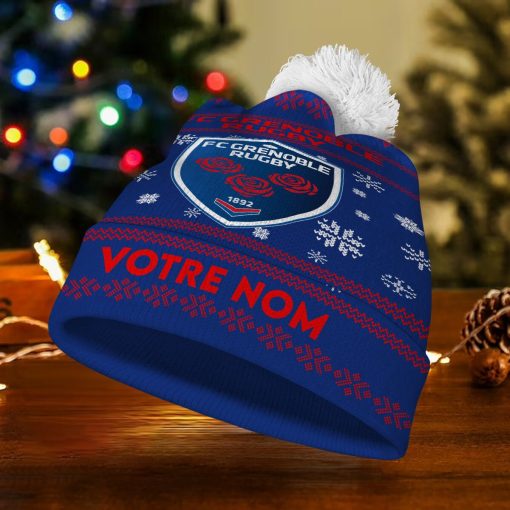 FC Grenoble Rugby – Bonnet de Noël Nouvelle Version avec nom personnalisé FC Grenoble Rugby – Bonnet de Noël Nouvelle Version avec nom personnalisé