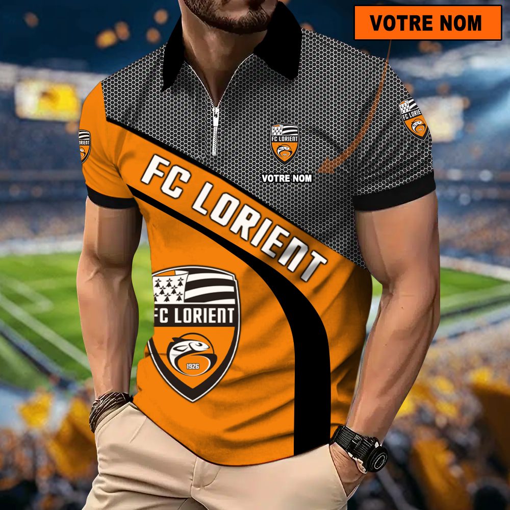 FC Lorient – Polo à fermeture éclair Nouveau Design Avec Nom Personnalisé FC Lorient – Polo à fermeture éclair Nouveau Design Avec Nom Personnalisé