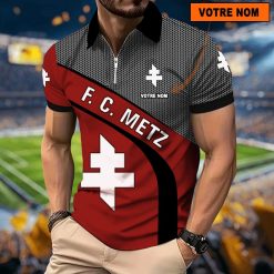 FC Metz – Polo à fermeture éclair Nouveau Design Avec Nom Personnalisé