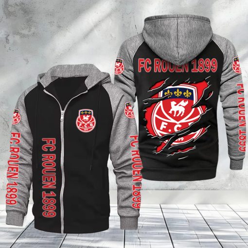 FC Rouen 1899 – Hoodie zippé raglan Nouveau Design Nouvelle édition FC Rouen 1899 – Hoodie zippé raglan Nouveau Design Nouvelle édition