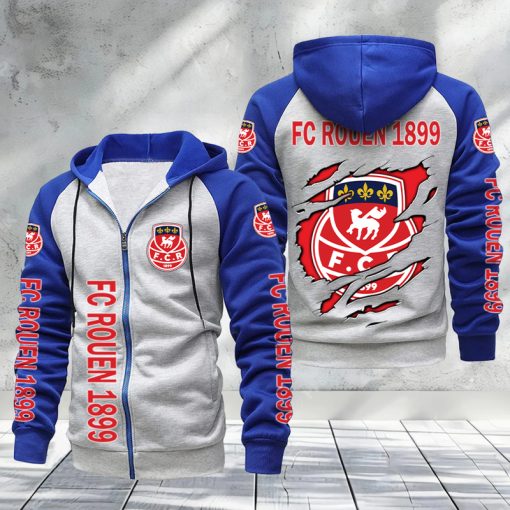 FC Rouen 1899 – Hoodie zippé raglan Nouveau Design Nouvelle édition FC Rouen 1899 – Hoodie zippé raglan Nouveau Design Nouvelle édition