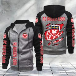 FC Rouen 1899 – Hoodie zippé raglan Nouveau Design Nouvelle édition