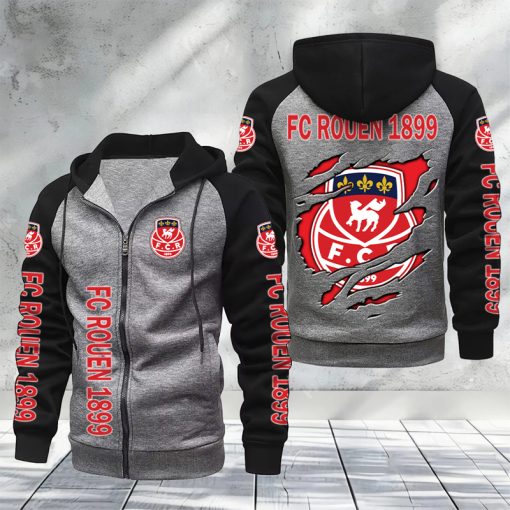 FC Rouen 1899 – Hoodie zippé raglan Nouveau Design Nouvelle édition