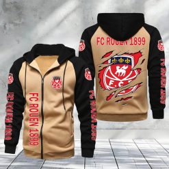 FC Rouen 1899 – Hoodie zippé raglan Nouveau Design Nouvelle édition