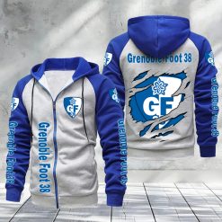 Grenoble Foot 38 – Hoodie zippé raglan Nouveau Design Nouvelle édition